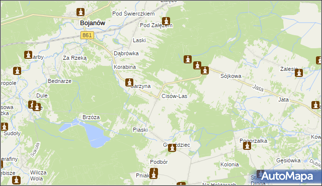 mapa Cisów-Las, Cisów-Las na mapie Targeo