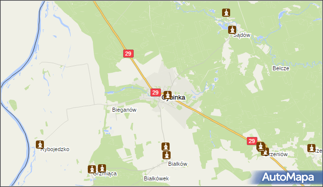 mapa Cybinka, Cybinka na mapie Targeo
