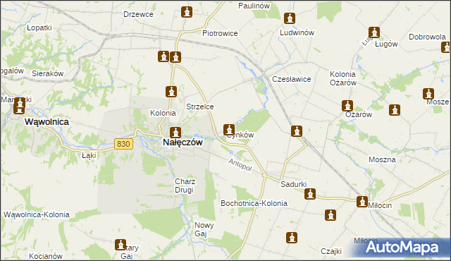 mapa Cynków gmina Nałęczów, Cynków gmina Nałęczów na mapie Targeo