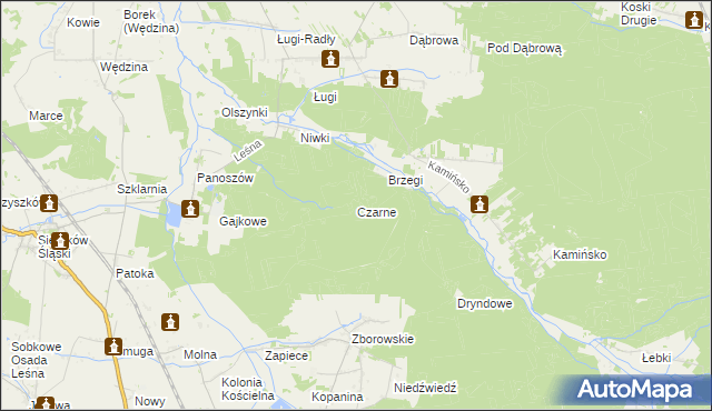 mapa Czarne gmina Ciasna, Czarne gmina Ciasna na mapie Targeo