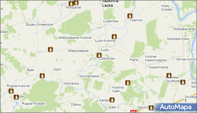 mapa Czekanów gmina Jabłonna Lacka, Czekanów gmina Jabłonna Lacka na mapie Targeo