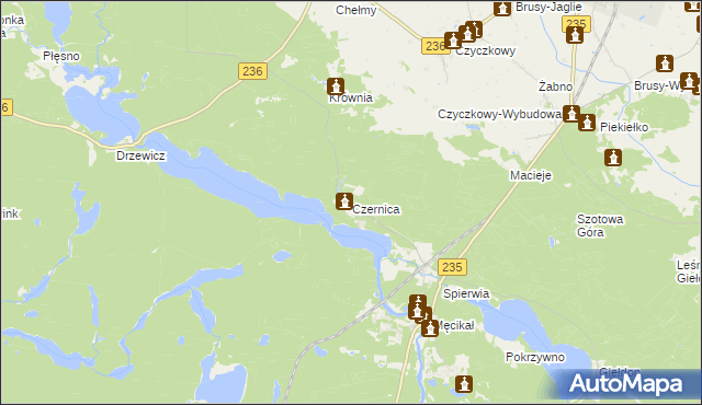 mapa Czernica gmina Brusy, Czernica gmina Brusy na mapie Targeo