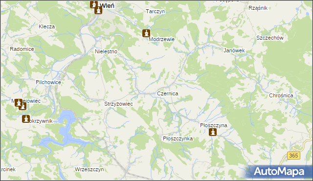 mapa Czernica gmina Jeżów Sudecki, Czernica gmina Jeżów Sudecki na mapie Targeo