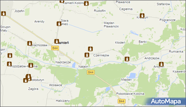 mapa Czerniejów gmina Kamień, Czerniejów gmina Kamień na mapie Targeo