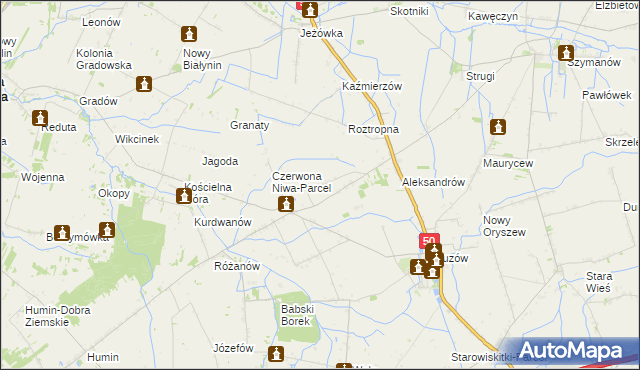 mapa Czerwona Niwa, Czerwona Niwa na mapie Targeo