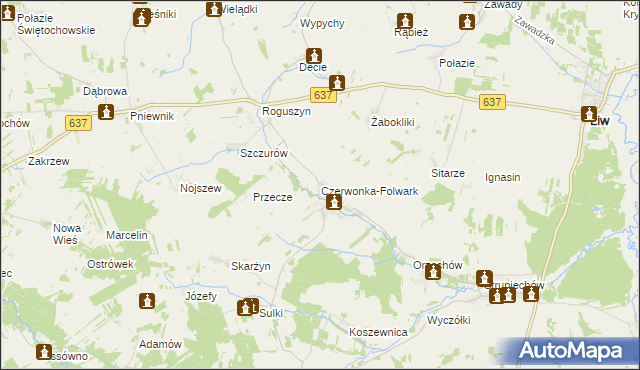 mapa Czerwonka-Folwark, Czerwonka-Folwark na mapie Targeo