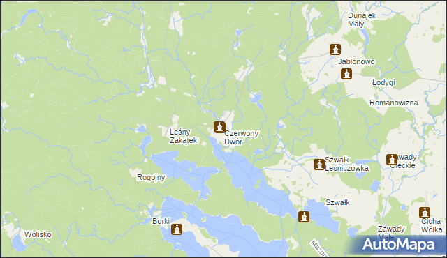 mapa Czerwony Dwór gmina Kowale Oleckie, Czerwony Dwór gmina Kowale Oleckie na mapie Targeo