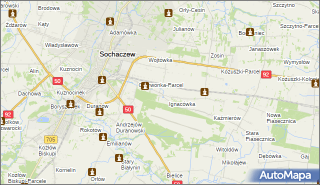 mapa Czyste gmina Sochaczew, Czyste gmina Sochaczew na mapie Targeo