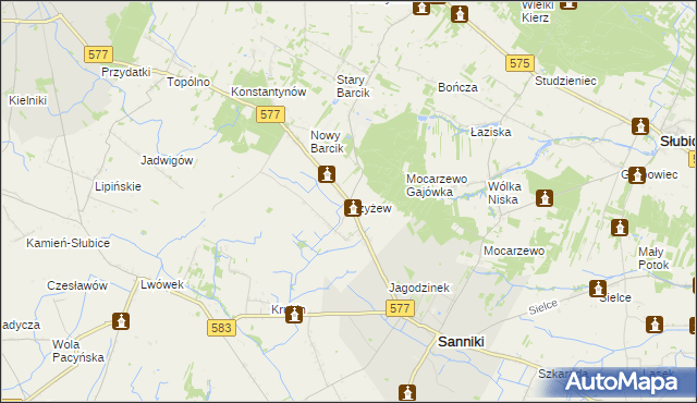 mapa Czyżew gmina Sanniki, Czyżew gmina Sanniki na mapie Targeo