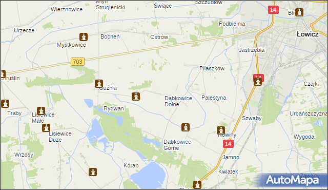 mapa Dąbkowice Dolne, Dąbkowice Dolne na mapie Targeo
