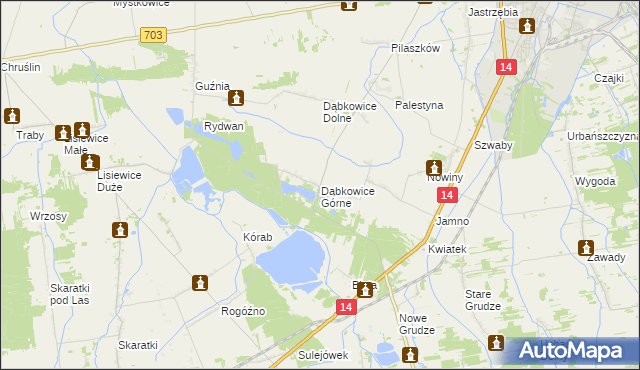 mapa Dąbkowice Górne, Dąbkowice Górne na mapie Targeo