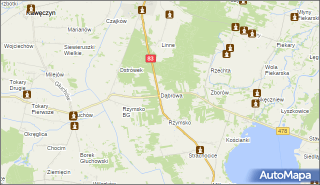 mapa Dąbrowa gmina Dobra, Dąbrowa gmina Dobra na mapie Targeo