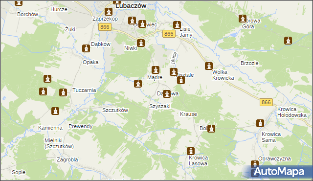 mapa Dąbrowa gmina Lubaczów, Dąbrowa gmina Lubaczów na mapie Targeo