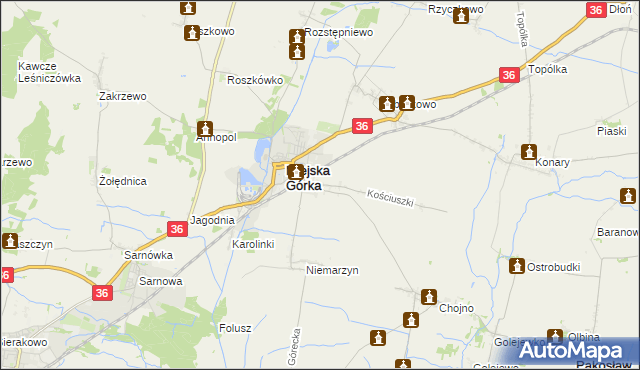 mapa Dąbrowa gmina Miejska Górka, Dąbrowa gmina Miejska Górka na mapie Targeo