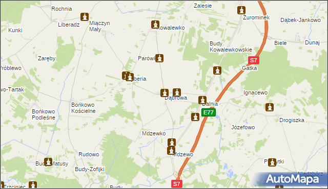 mapa Dąbrowa gmina Strzegowo, Dąbrowa gmina Strzegowo na mapie Targeo