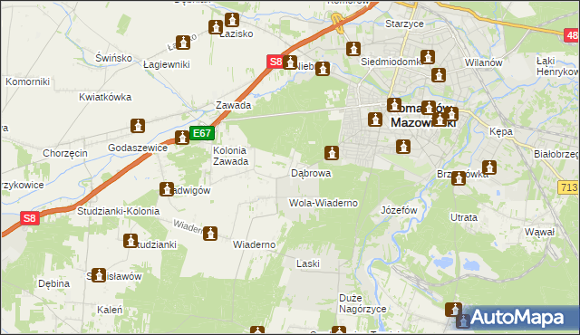 mapa Dąbrowa gmina Tomaszów Mazowiecki, Dąbrowa gmina Tomaszów Mazowiecki na mapie Targeo