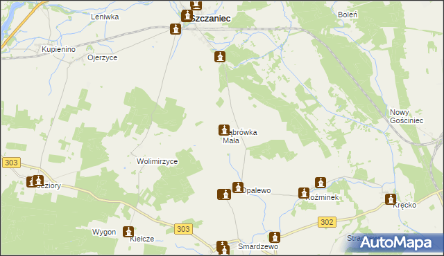 mapa Dąbrówka Mała gmina Szczaniec, Dąbrówka Mała gmina Szczaniec na mapie Targeo