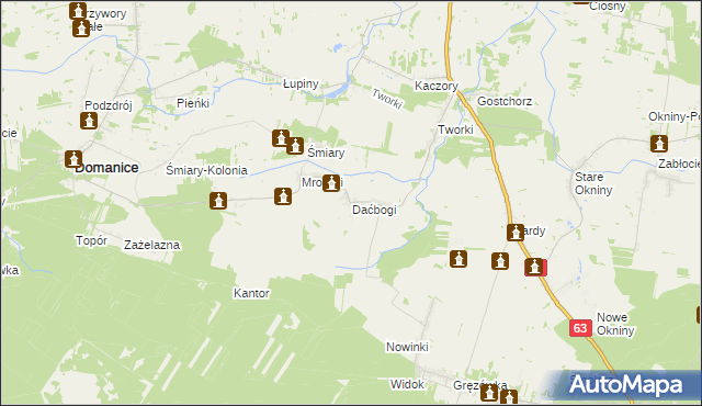 mapa Daćbogi gmina Wiśniew, Daćbogi gmina Wiśniew na mapie Targeo