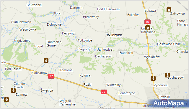 mapa Dacharzów, Dacharzów na mapie Targeo