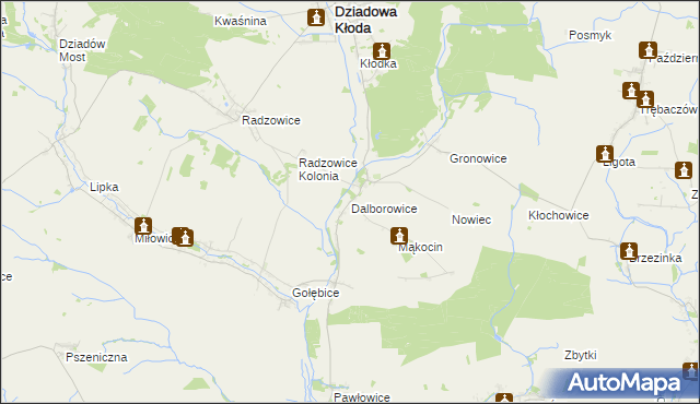 mapa Dalborowice, Dalborowice na mapie Targeo