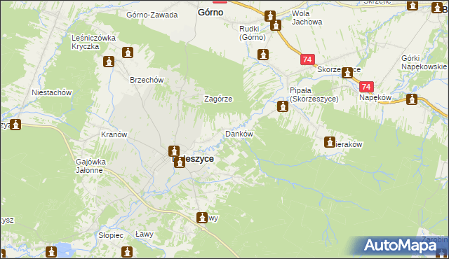 mapa Danków gmina Daleszyce, Danków gmina Daleszyce na mapie Targeo