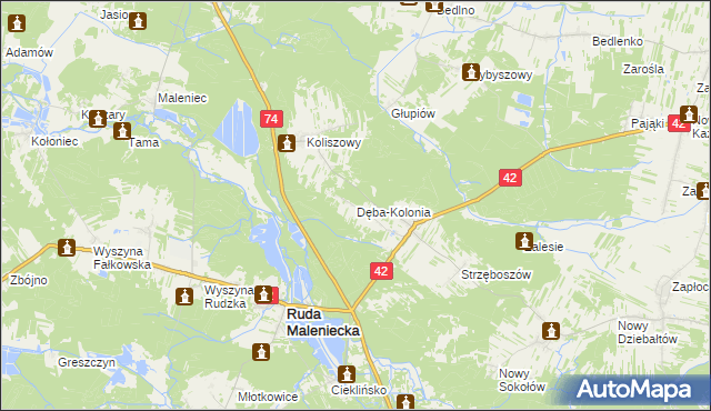 mapa Dęba-Kolonia, Dęba-Kolonia na mapie Targeo