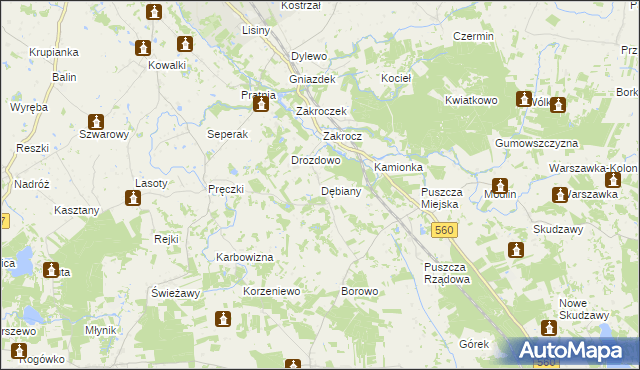 mapa Dębiany gmina Rypin, Dębiany gmina Rypin na mapie Targeo