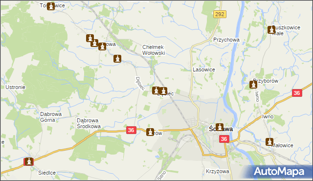 mapa Dębiec gmina Ścinawa, Dębiec gmina Ścinawa na mapie Targeo