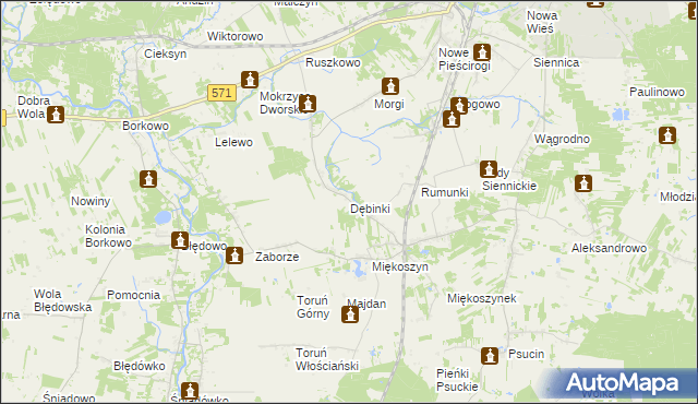 mapa Dębinki gmina Nasielsk, Dębinki gmina Nasielsk na mapie Targeo