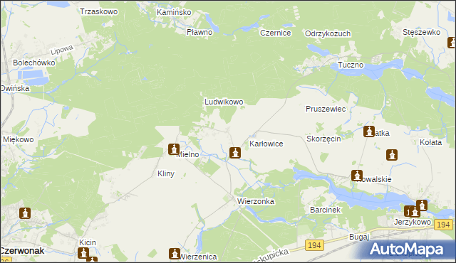mapa Dębogóra gmina Czerwonak, Dębogóra gmina Czerwonak na mapie Targeo