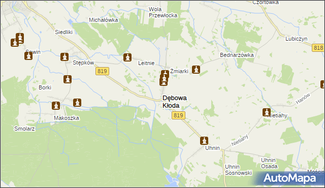 mapa Dębowa Kłoda, Dębowa Kłoda na mapie Targeo