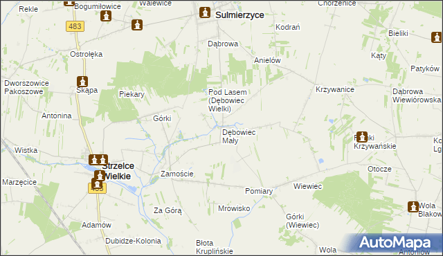 mapa Dębowiec Mały, Dębowiec Mały na mapie Targeo