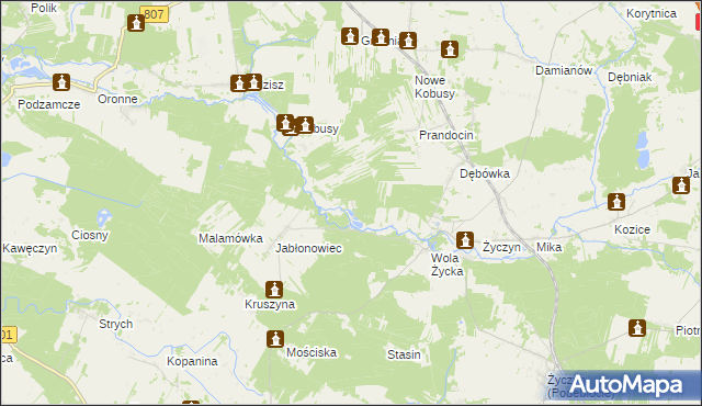 mapa Dębówka gmina Trojanów, Dębówka gmina Trojanów na mapie Targeo