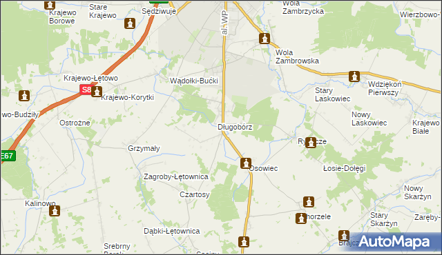mapa Długobórz Drugi, Długobórz Drugi na mapie Targeo