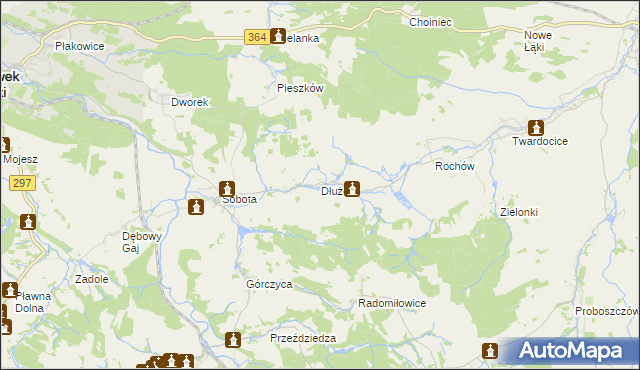 mapa Dłużec gmina Lwówek Śląski, Dłużec gmina Lwówek Śląski na mapie Targeo