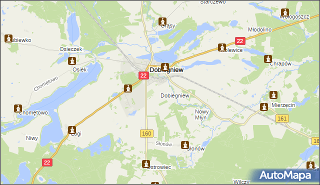 mapa Dobiegniew powiat strzelecko-drezdenecki, Dobiegniew powiat strzelecko-drezdenecki na mapie Targeo