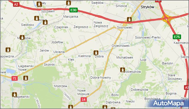 mapa Dobra gmina Stryków, Dobra gmina Stryków na mapie Targeo