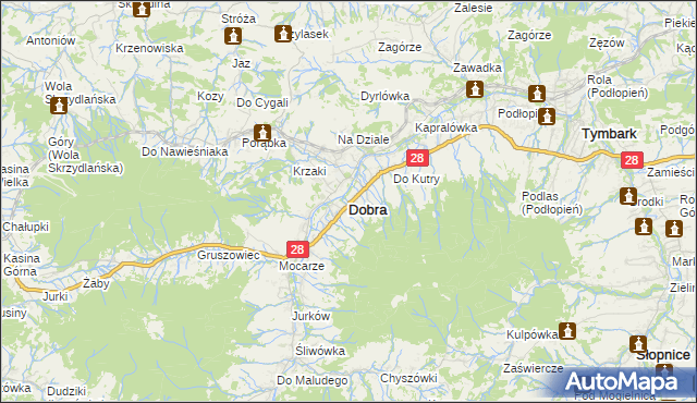 mapa Dobra powiat limanowski, Dobra powiat limanowski na mapie Targeo