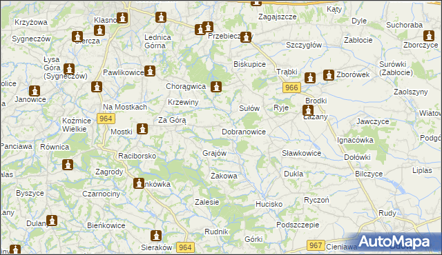mapa Dobranowice gmina Wieliczka, Dobranowice gmina Wieliczka na mapie Targeo