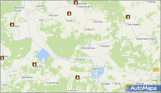 mapa Dobrzanów, Dobrzanów na mapie Targeo