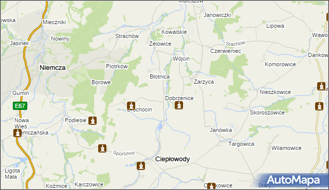 mapa Dobrzenice, Dobrzenice na mapie Targeo