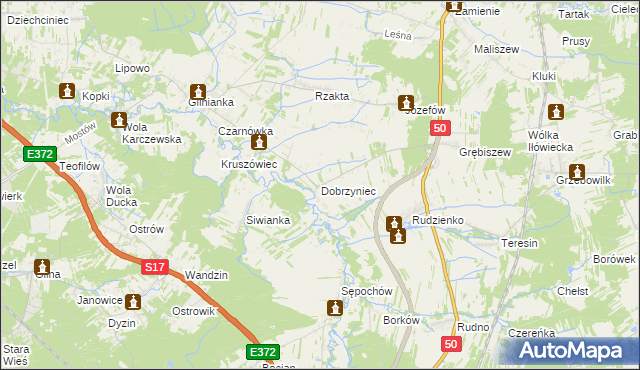 mapa Dobrzyniec, Dobrzyniec na mapie Targeo