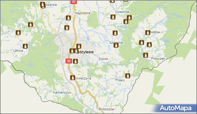 mapa Dolnik gmina Międzylesie, Dolnik gmina Międzylesie na mapie Targeo