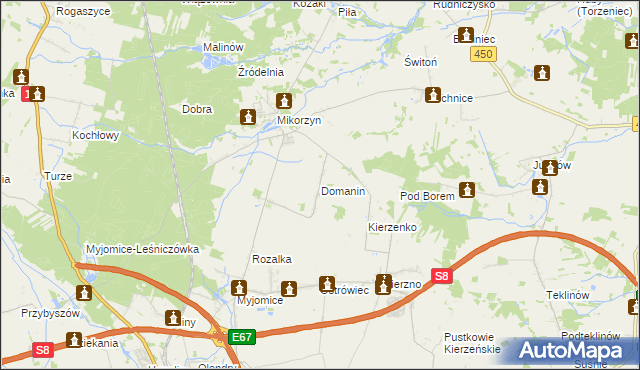 mapa Domanin gmina Kępno, Domanin gmina Kępno na mapie Targeo