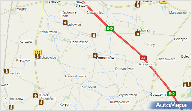 mapa Domaniów powiat oławski, Domaniów powiat oławski na mapie Targeo