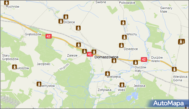 mapa Domaszowice powiat namysłowski, Domaszowice powiat namysłowski na mapie Targeo