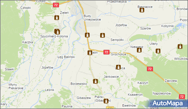 mapa Dominikowice gmina Poddębice, Dominikowice gmina Poddębice na mapie Targeo