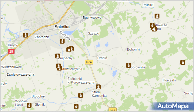 mapa Drahle, Drahle na mapie Targeo