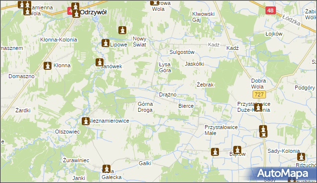 mapa Drążno gmina Klwów, Drążno gmina Klwów na mapie Targeo