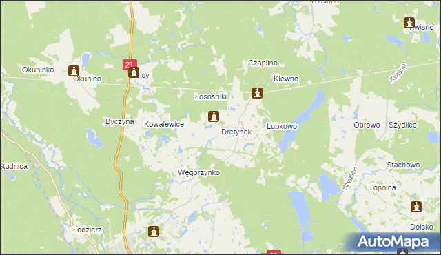 mapa Dretynek, Dretynek na mapie Targeo